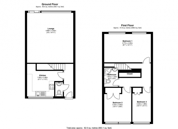 Floor Plan Image for 3 Bedroom Terraced House for Sale in Tibbets Close, Wimbledon