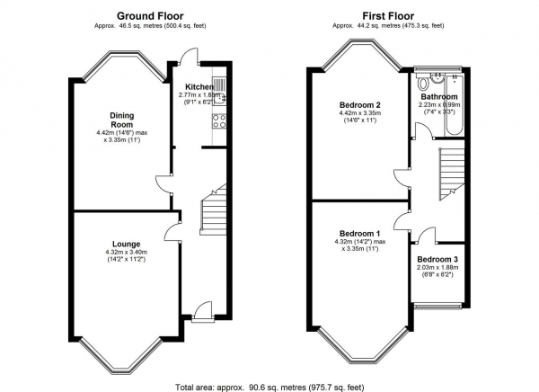 Floor Plan Image for 3 Bedroom Terraced House for Sale in Melrose Avenue, Wimbledon Park