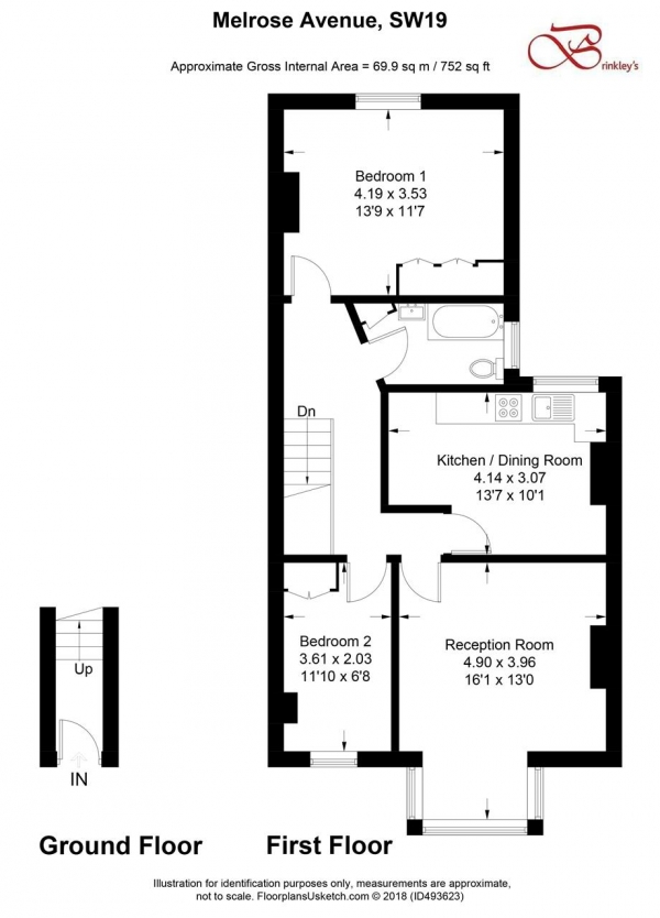 Floor Plan Image for 2 Bedroom Apartment for Sale in Melrose Avenue, Wimbledon Park