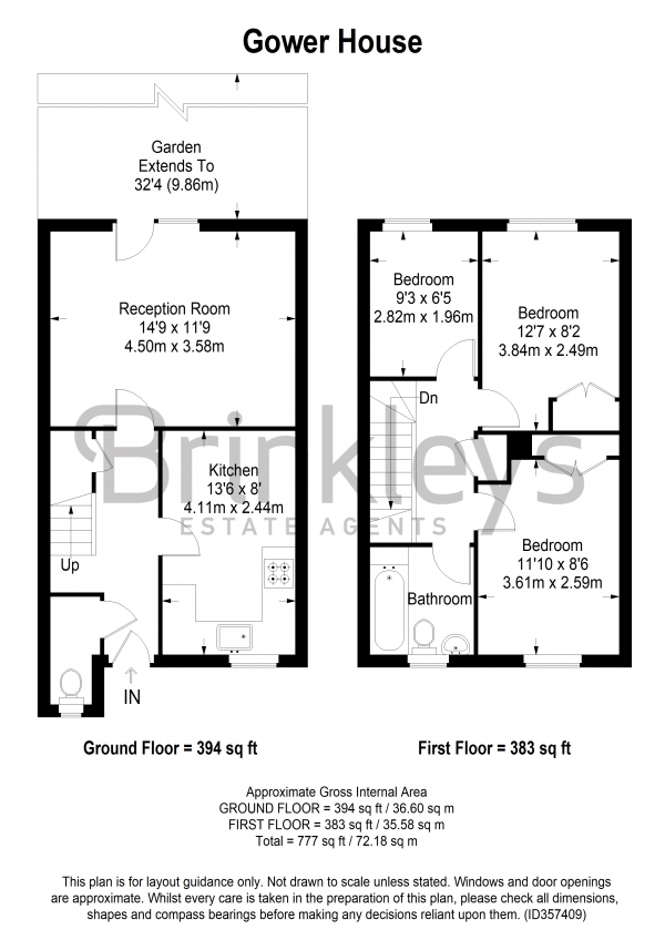 Floor Plan Image for 3 Bedroom Terraced House to Rent in Gower House, Chaucer Way, Wimbledon