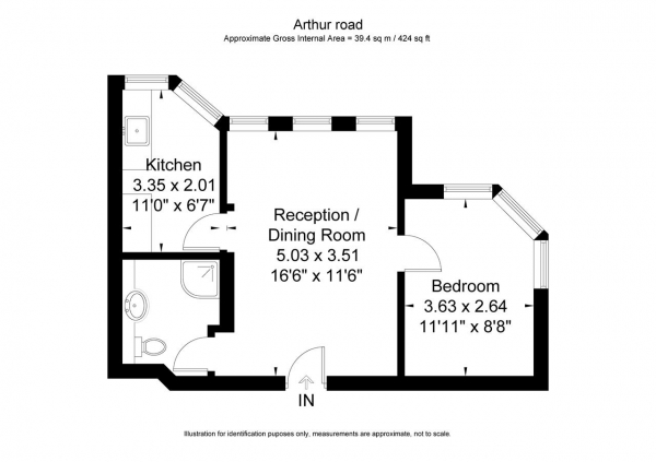 Floor Plan Image for 1 Bedroom Apartment to Rent in Arthur Road, Wimbledon Park