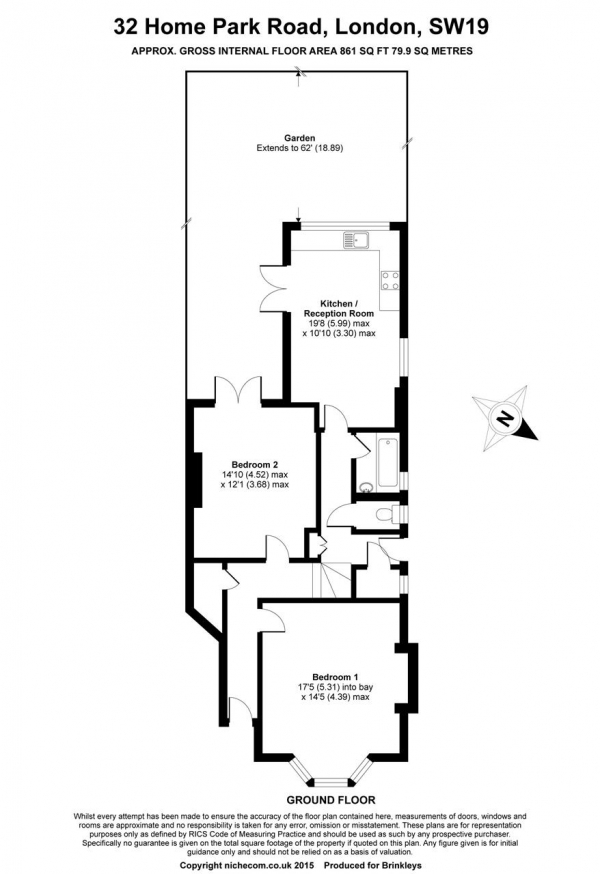 Floor Plan Image for 2 Bedroom Apartment for Sale in Home Park Road, Wimbledon Park