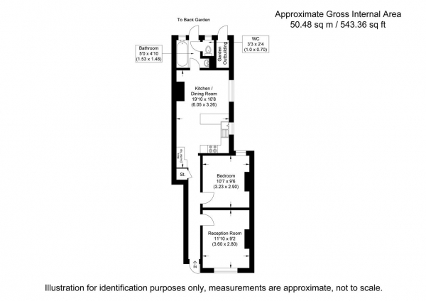 Floor Plan Image for 1 Bedroom Maisonette to Rent in Astonville Street, Southfields