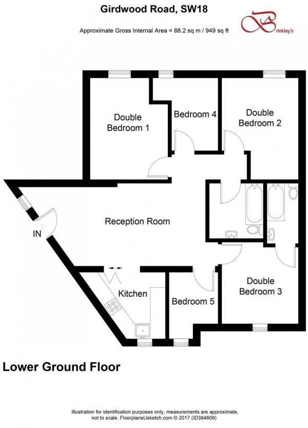 Floor Plan Image for 5 Bedroom Apartment to Rent in Girdwood Road, Southfields