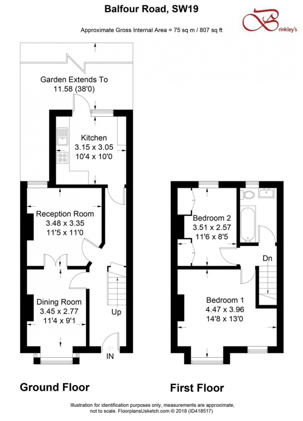 Floor Plan Image for 2 Bedroom Terraced House for Sale in Balfour Road, Wimbledon