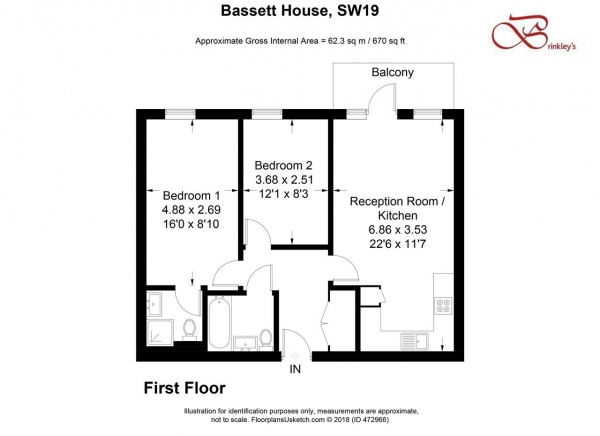 Floor Plan Image for 2 Bedroom Apartment for Sale in Bassett House, 1 Durnsford Road, Wimbledon