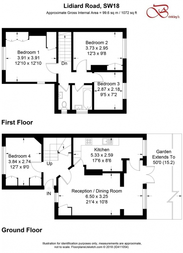 Floor Plan Image for 3 Bedroom Terraced House for Sale in Lidiard Road, Earlsfield