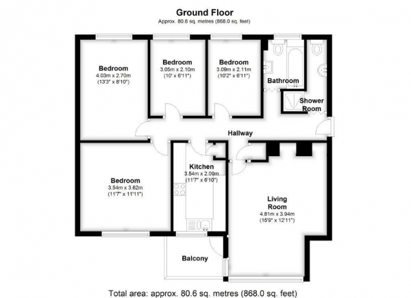 Floor Plan Image for 4 Bedroom Apartment for Sale in Smithwood Close, Southfields