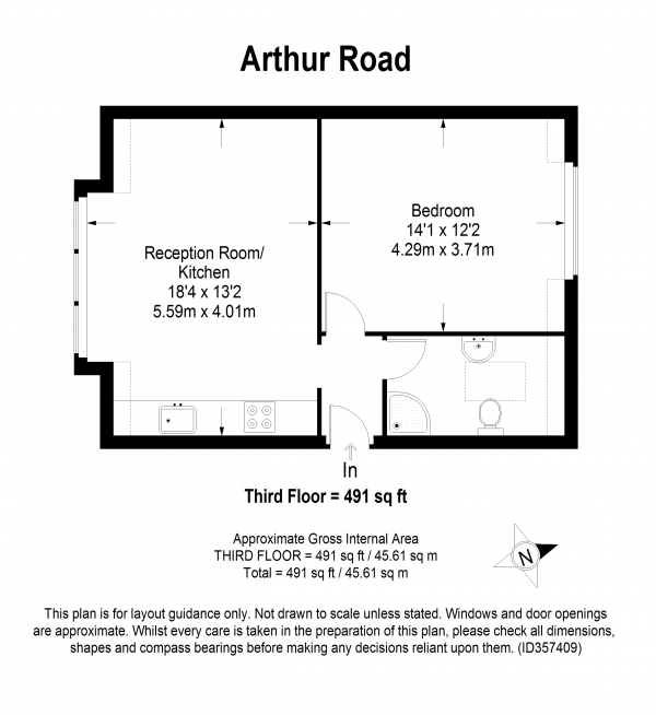 Floor Plan Image for 1 Bedroom Apartment to Rent in Arthur Road, Wimbledon Park