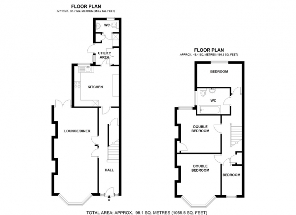 Floor Plan Image for 4 Bedroom End of Terrace House to Rent in Stuart Road, Wimbledon Park