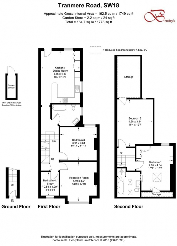 Floor Plan Image for 4 Bedroom Maisonette for Sale in Tranmere Road, Earlsfield