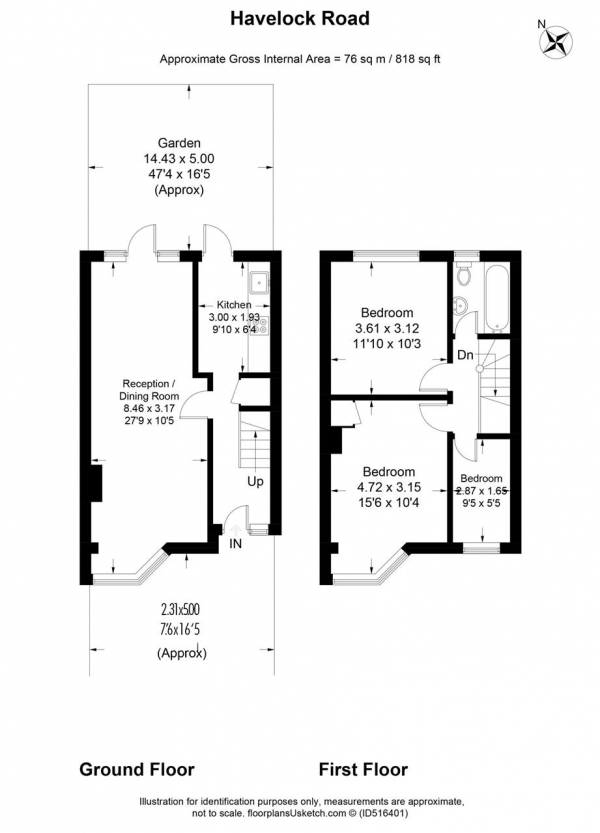 Floor Plan Image for 3 Bedroom Terraced House for Sale in Havelock Road, Wimbledon