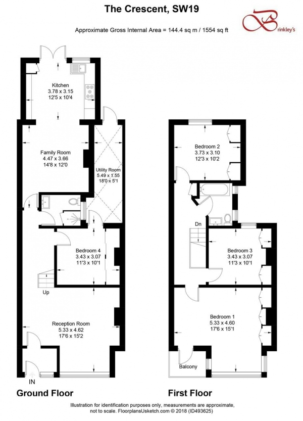 Floor Plan Image for 4 Bedroom Terraced House for Sale in The Crescent, Wimbledon Park