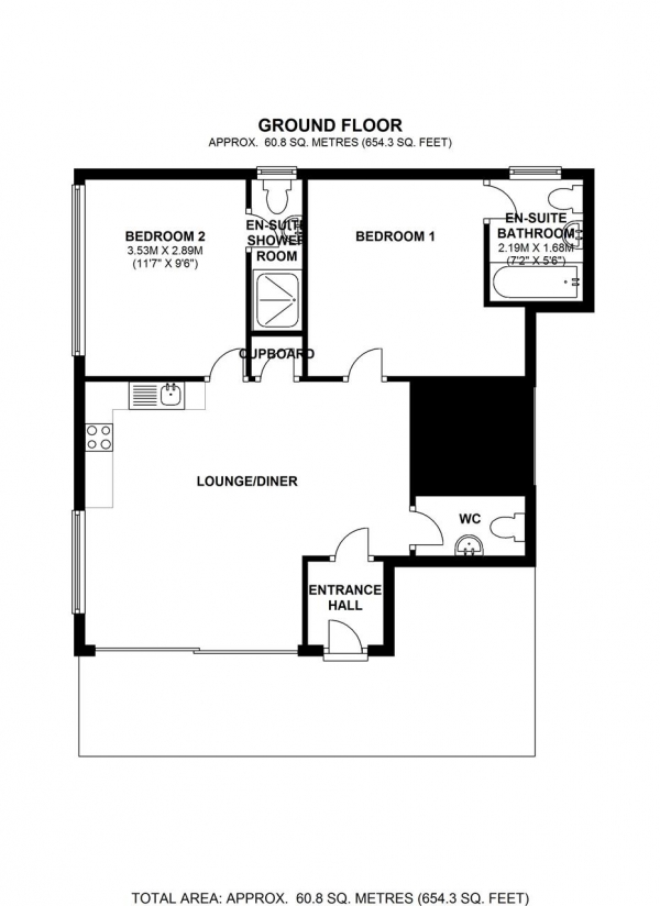 Floor Plan Image for 2 Bedroom Apartment for Sale in Cromwell Road, Wimbledon