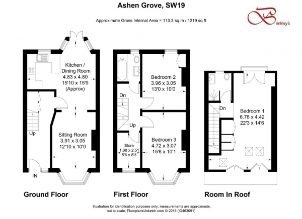 Floor Plan Image for 4 Bedroom Terraced House for Sale in Ashen Grove, Wimbledon Park