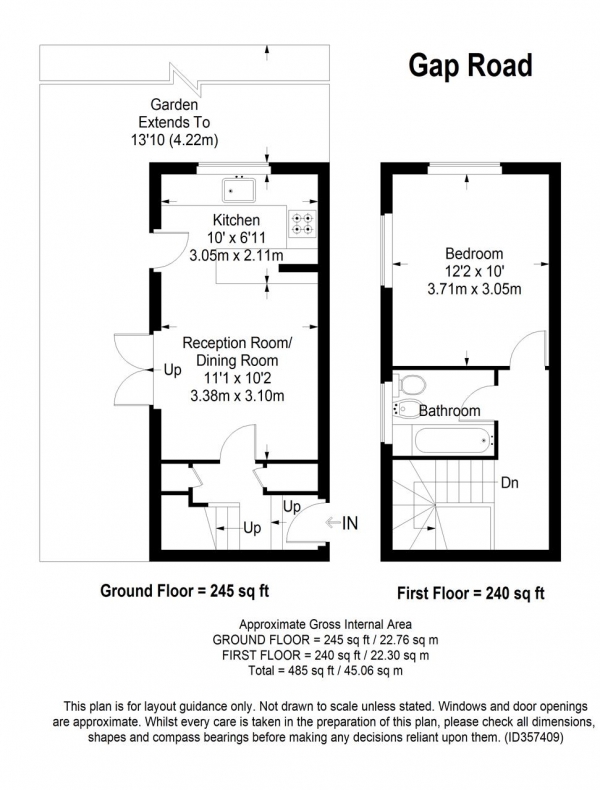 Floor Plan Image for 1 Bedroom Apartment to Rent in Gap Road, Wimbledon