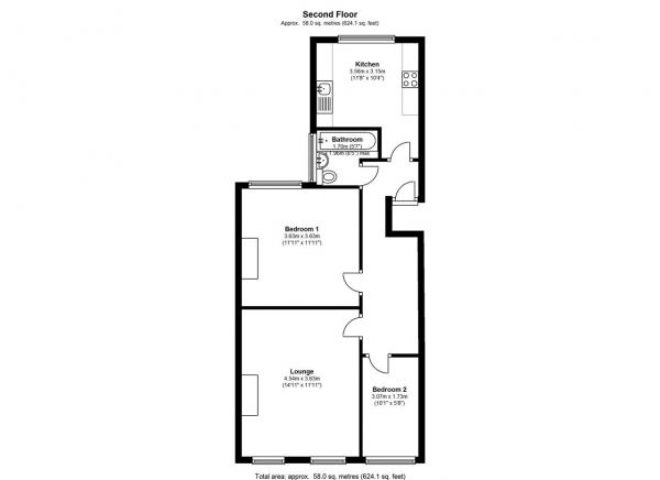 Floor Plan Image for 2 Bedroom Apartment to Rent in Leopold Road, Wimbledon