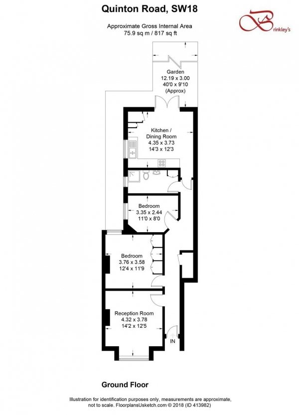 Floor Plan Image for 2 Bedroom Apartment for Sale in Quinton Street, Earlsfield