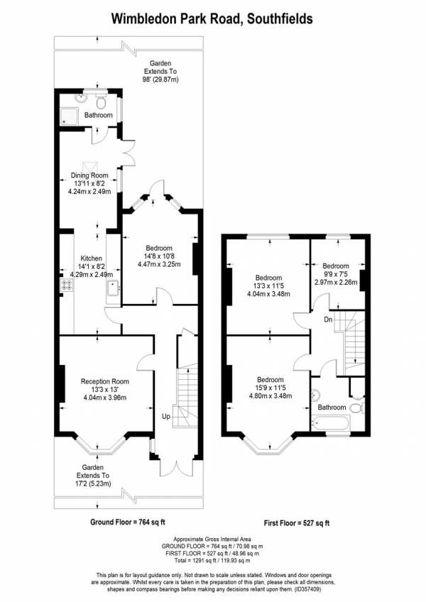 Floor Plan Image for 4 Bedroom Terraced House to Rent in Wimbledon Park Road, Southfields