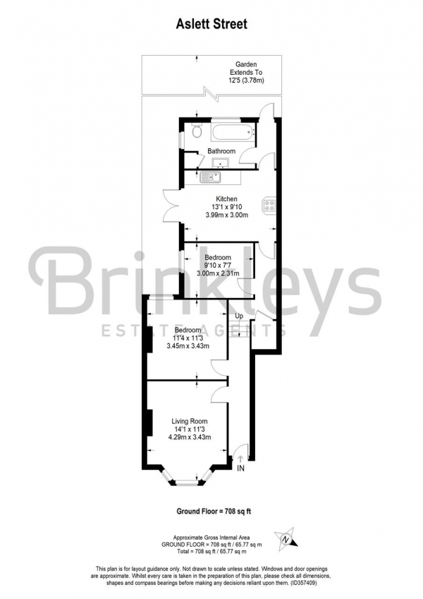 Floor Plan Image for 2 Bedroom Apartment to Rent in Aslett Street, Earlsfield