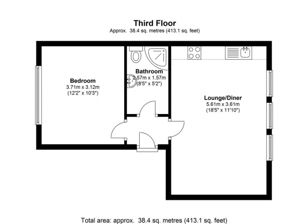 Floor Plan Image for 1 Bedroom Apartment to Rent in Arthur Road, Wimbledon Park