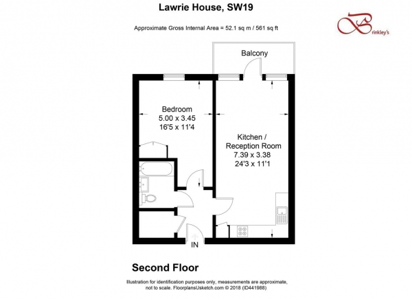 Floor Plan Image for 1 Bedroom Apartment for Sale in Lawrie House, Wimbledon