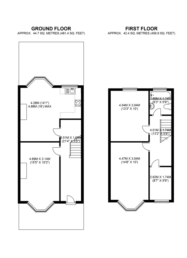 Floor Plan Image for 3 Bedroom End of Terrace House for Sale in Gordondale Road, Wimbledon Park