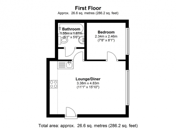 Floor Plan Image for 1 Bedroom Apartment to Rent in Bowman Mews, Southfields