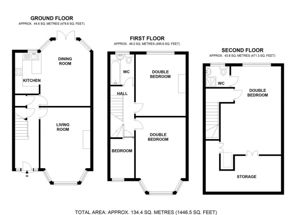 Floor Plan Image for 4 Bedroom Terraced House to Rent in Braemar Avenue, Wimbledon Park