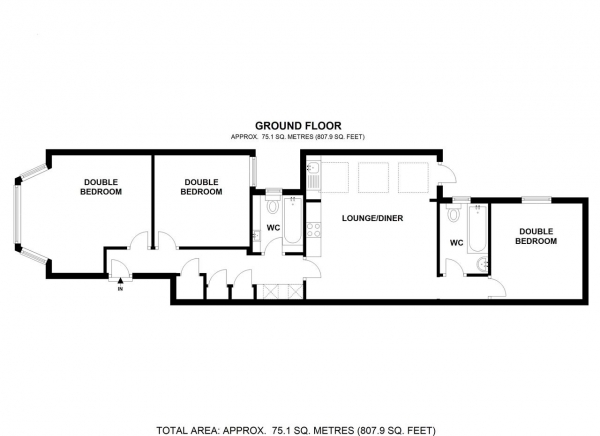 Floor Plan Image for 3 Bedroom Apartment to Rent in Merton Road, Southfields