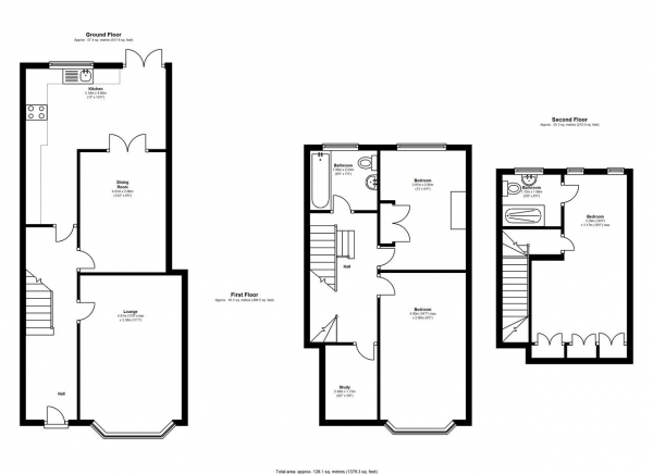 Floor Plan Image for 4 Bedroom Terraced House to Rent in Ashen Grove, Wimbledon Park