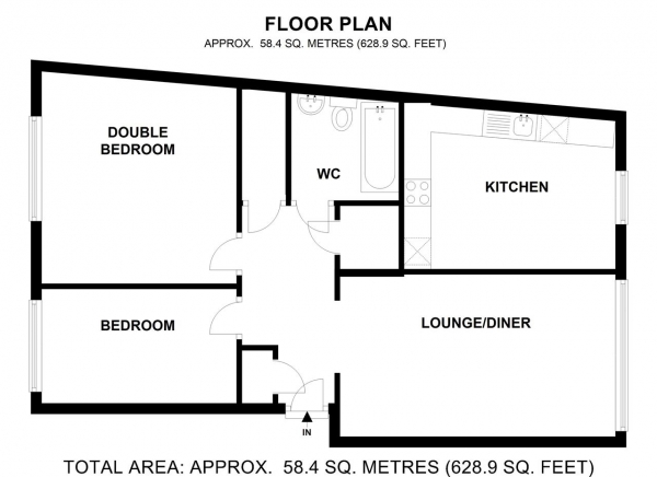 Floor Plan Image for 2 Bedroom Apartment to Rent in Tintern Close, Wimbledon