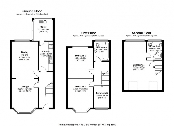 Floor Plan Image for 4 Bedroom Terraced House to Rent in Bushey Road, Raynes Park