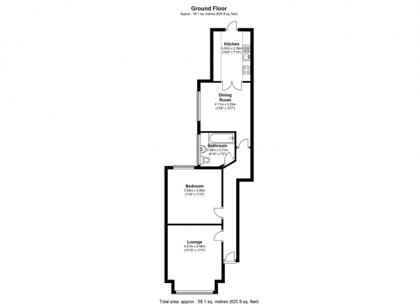 Floor Plan Image for 1 Bedroom Apartment to Rent in Smeaton Road, Southfields