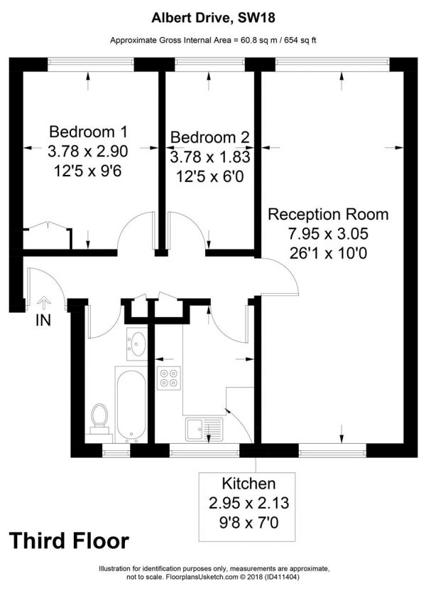 Floor Plan Image for 2 Bedroom Apartment for Sale in Hertford Lodge, Albert Drive, Southfields