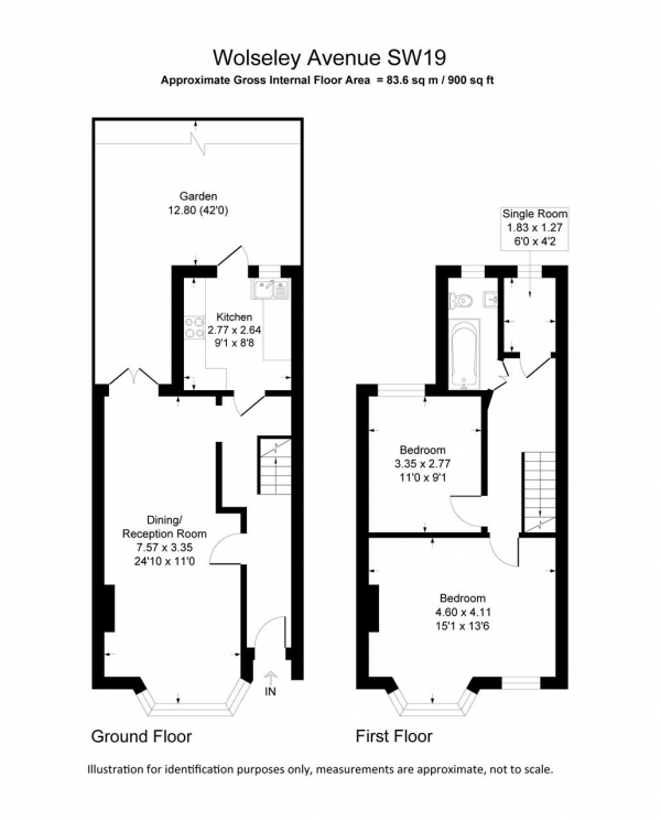 Floor Plan Image for 3 Bedroom Terraced House for Sale in Wolseley Avenue, Wimbledon Park