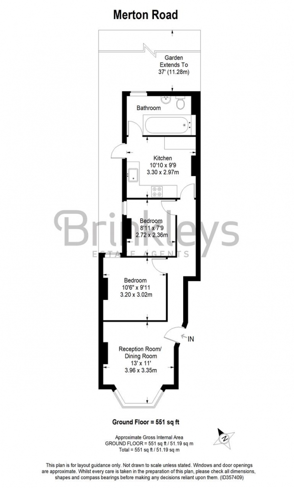 Floor Plan Image for 2 Bedroom Apartment to Rent in Merton Road, Southfields