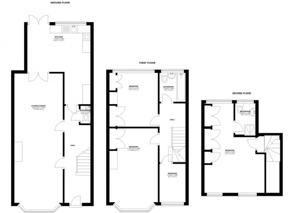 Floor Plan Image for 4 Bedroom Terraced House to Rent in Wellington Road, Wimbledon Park