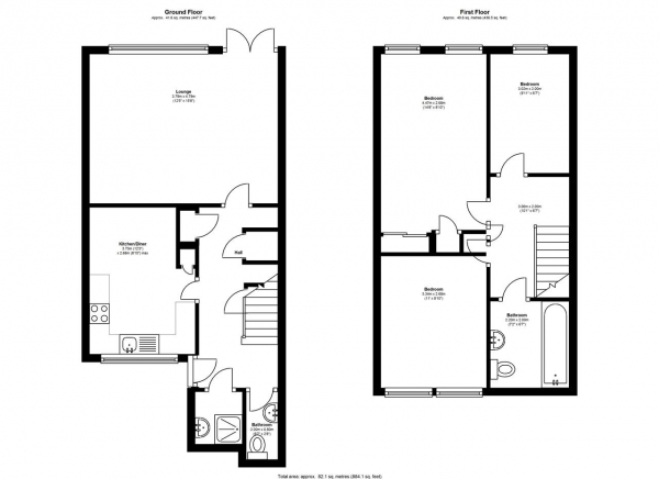 Floor Plan Image for 3 Bedroom Terraced House to Rent in Bell Drive, Southfields