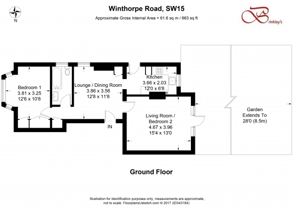 Floor Plan Image for 2 Bedroom Apartment for Sale in Winthorpe Road, Ground Floor Flat, Putney