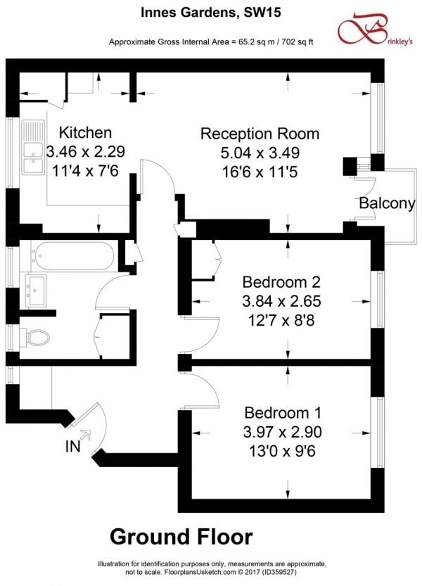 Floor Plan Image for 2 Bedroom Apartment for Sale in Innes Gardens, Putney Heath, London