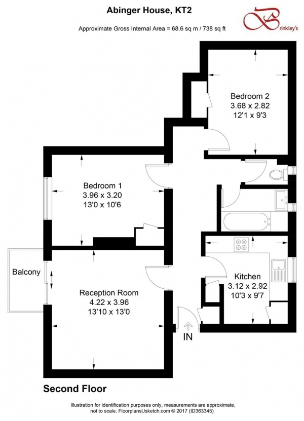 Floor Plan Image for 2 Bedroom Apartment for Sale in Abinger House, Kingston