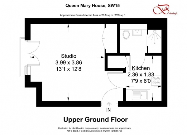 Floor Plan Image for Studio for Sale in Queen Mary House, Holford Way, Roehampton