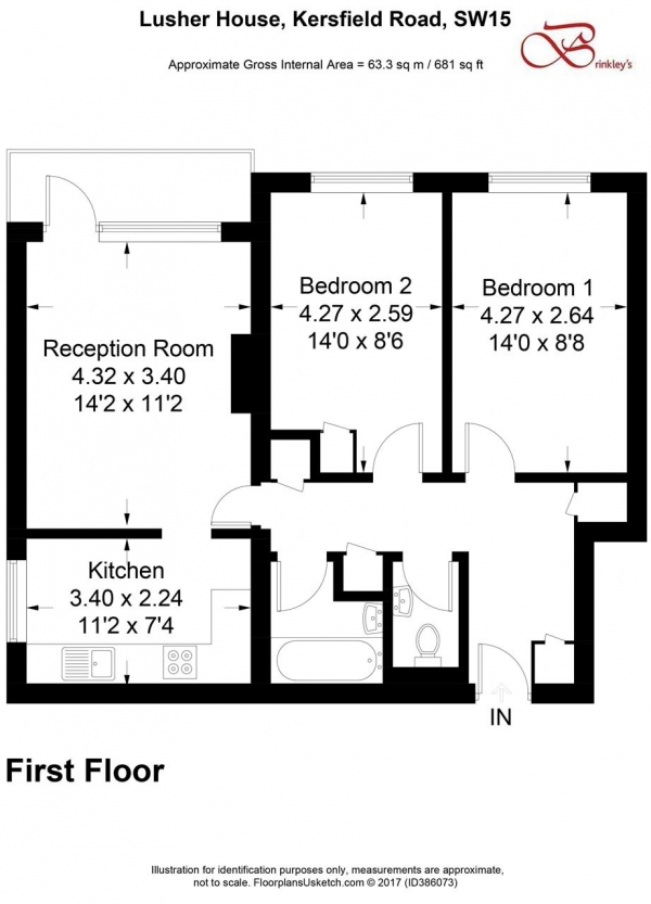 Floor Plan Image for 2 Bedroom Apartment for Sale in Lusher House, Kersfield Road, London