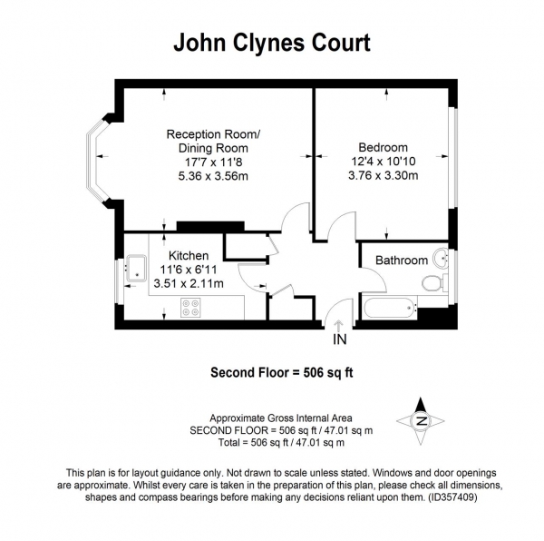 Floor Plan Image for 1 Bedroom Apartment to Rent in John Clynes Court, Woodborough Road, London