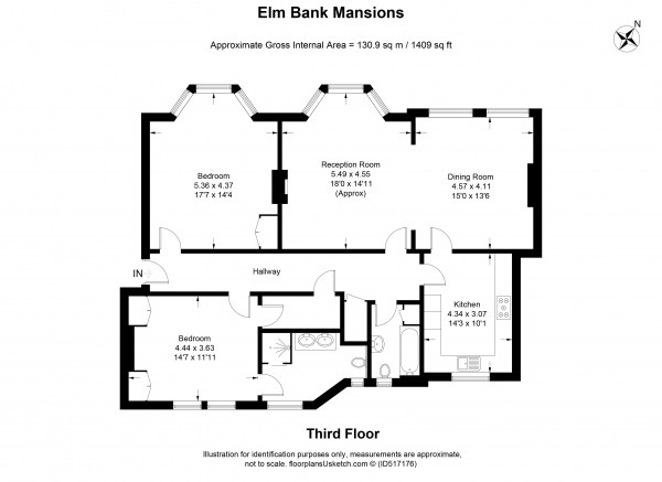 Floor Plan for 2 Bedroom Apartment to Rent in Elm Bank Mansions, The Terrace, Barnes, SW13, 0NS - £623 pw | £2700 pcm