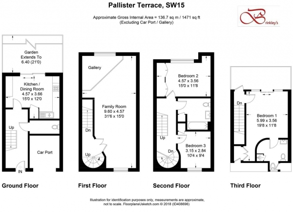 Floor Plan for 3 Bedroom Town House to Rent in Pallister Terrace, Roehampton Vale, London, SW15, 3ER - £437 pw | £1895 pcm