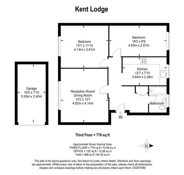 Floor Plan Image for 2 Bedroom Apartment for Sale in Kent Lodge, Inner Park Road, Southfields