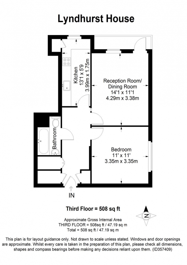 Floor Plan Image for 1 Bedroom Apartment for Sale in Lyndhurst House, Roehampton