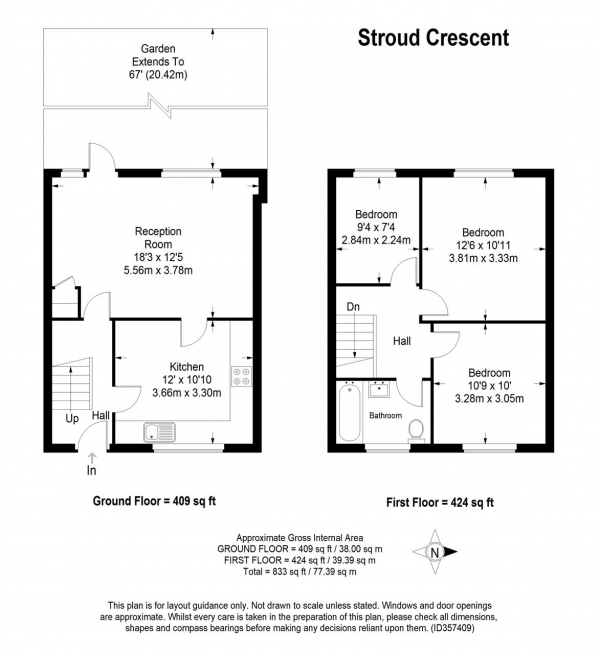 Floor Plan Image for 3 Bedroom Terraced House for Sale in Stroud Crescent, Putney Vale, London